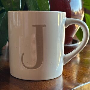 Threshold “J” Initial Stoneware Mug Neutral Speckled Monogram Coffee Cup